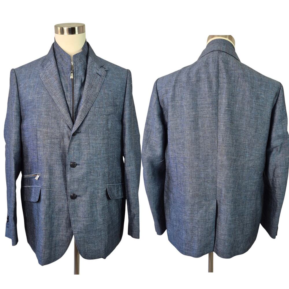 Corneliani Gray Wool Blend Layered Sport Coat Blazer Italy 54 US 42